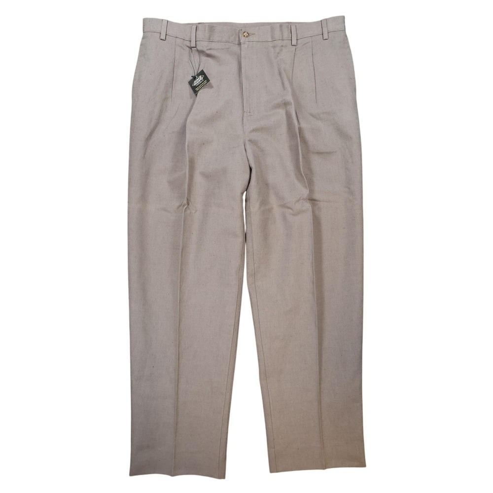 Irvine Park Dress Pants Mens 44-XL Brown Excellent Linen Cotton Pleated
